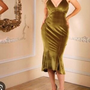 Elegant GOLD Velvet slip Dress Pinup Couture No Longer Available!